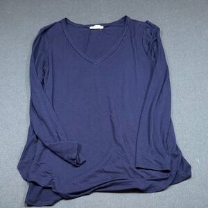 Navy Blue V-Neck Women's Top